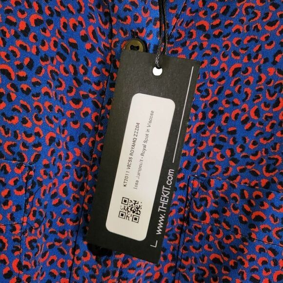 The Kit Issa Jumpsuit 4 Royal Blue Spot Drawstring Belt Boxy Cinch NWT - Picture 3 of 11